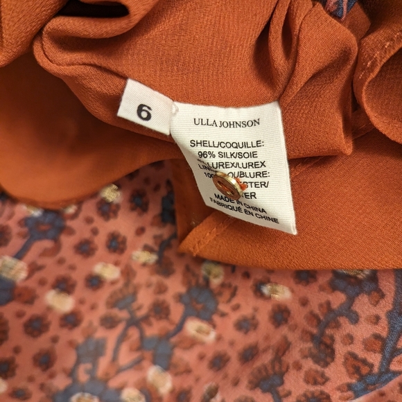 SOLD ULLA JOHNSON ALASTAIR DRESS - BRICK AND GOLD - Picture 8 of 9